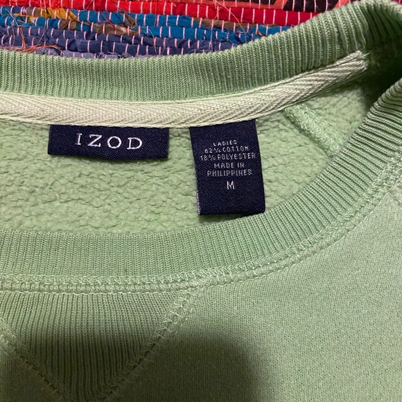 Womens Izod Lime Green Cotton Fleece Crewneck Sweatshirt Size Medium - Picture 3 of 3